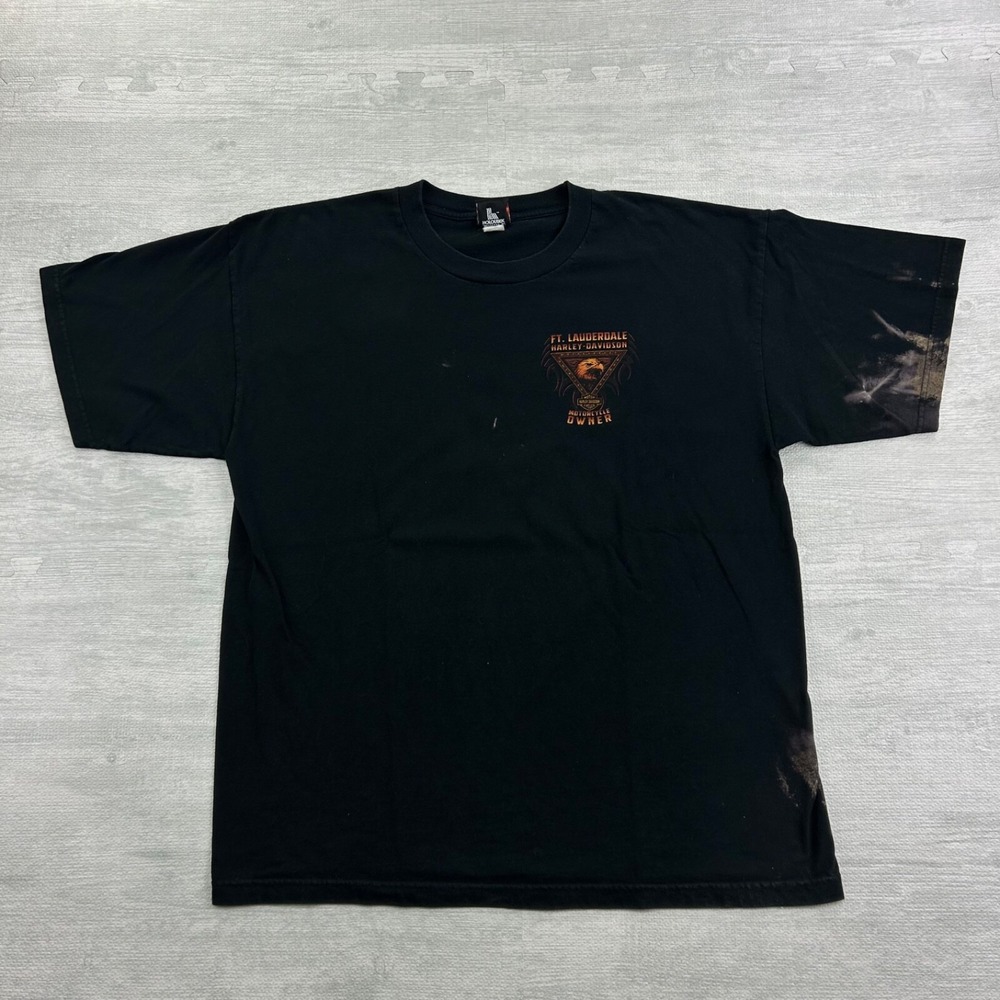 Vintage Harley Davidson Shirt Size XXL Black Biker Motorcycle Eagle Florida